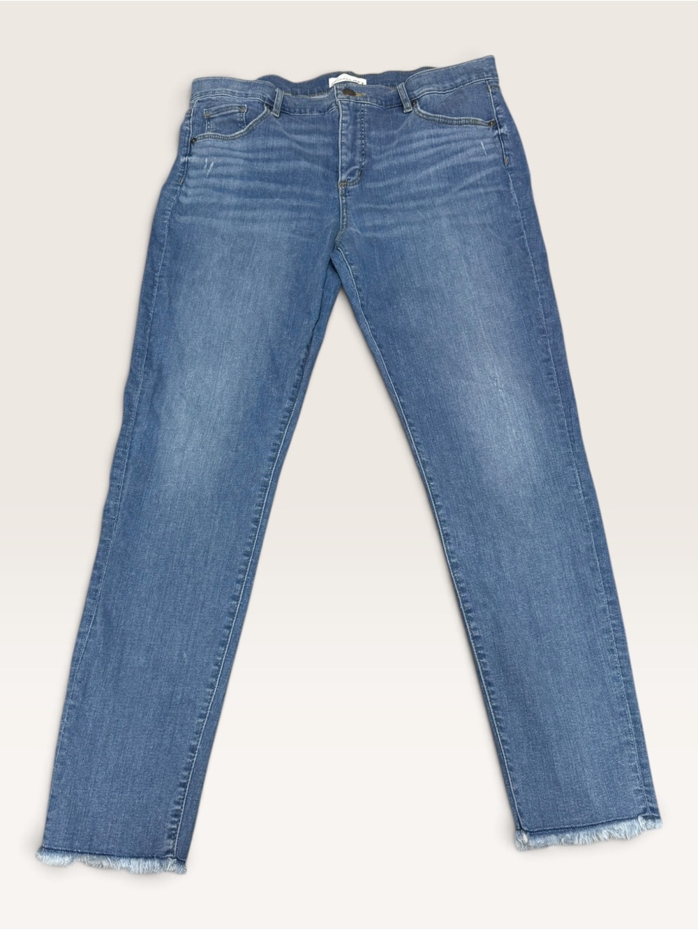 LOFT Women’s Size 14 Medium Wash Ankle Skinny Jeans Frayed Raw Hem